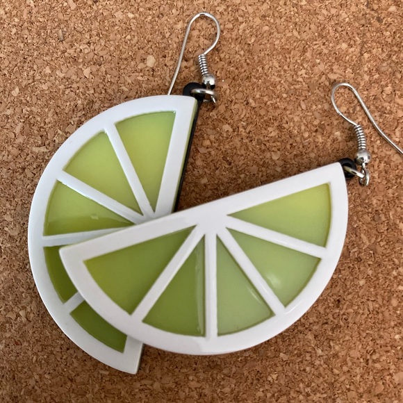 1 Pair Neon Green Lime Drop Earrings - Picture 6 of 8